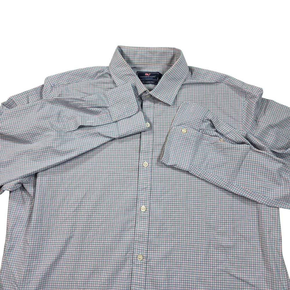 Vineyard Vines Cooper Shirt Mens XL Blue Performance Slim Fit Check 1W010322